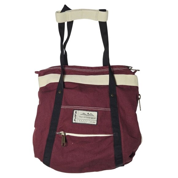 Kavu Canvas Swap Meet Tote Backpack Bag Gorpcore Outdoor Utility Purse Burgundy - Picture 1 of 6